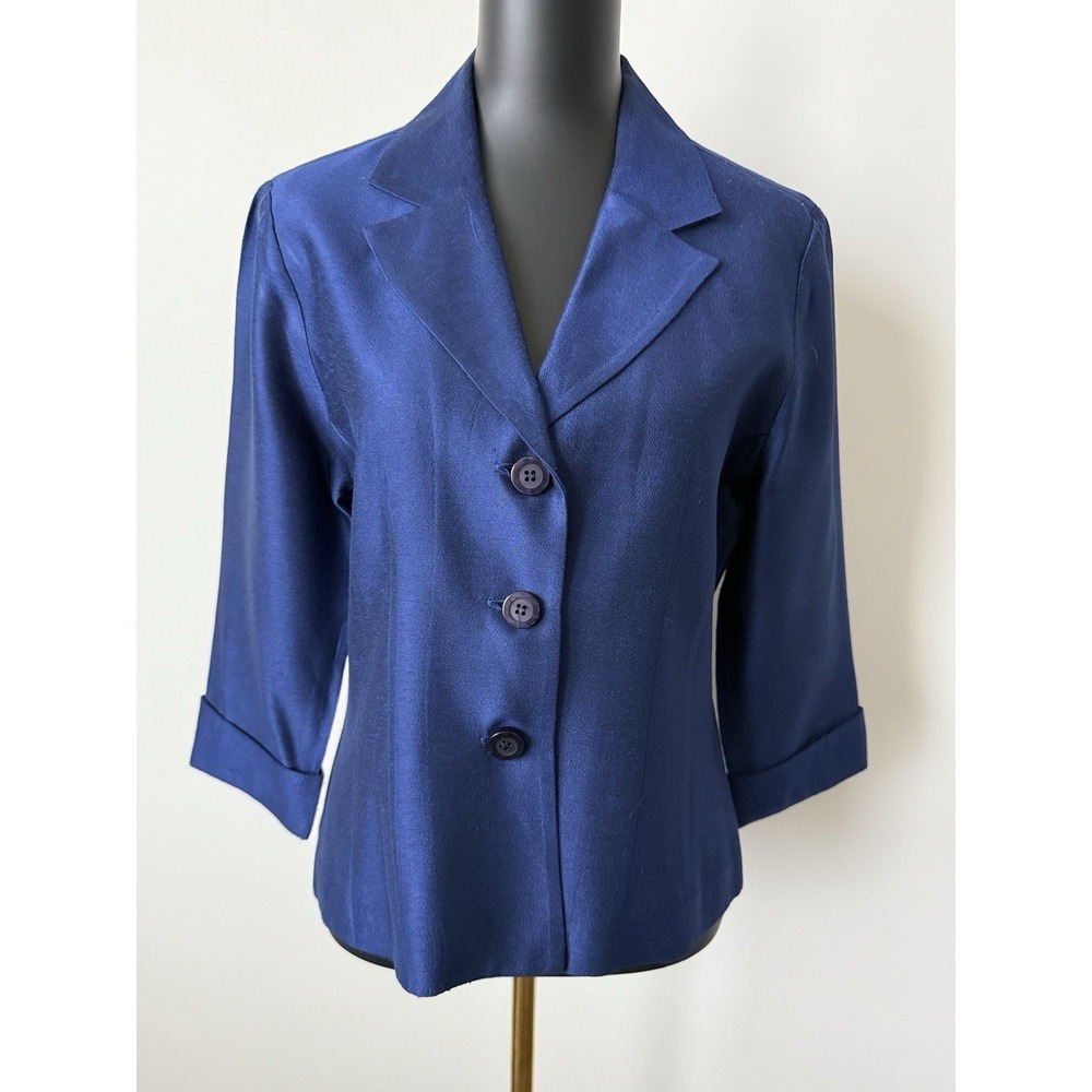 Jessica Howard Vintage Women's 12 Royal Blue Blazer Tailored Sleek Classy EUC